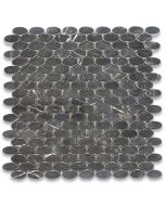 Nero Marquina Black Marble 1-1/4x5/8 Oval Ellipse Mosaic Tile Polished