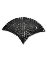 Nero Marquina Black Marble Fish Scale Scallop Fan Pattern Mini Mosaic Tile Honed
