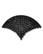 Nero Marquina Black Marble Fish Scale Scallop Fan Pattern Mini Mosaic Tile Polished