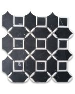 Nero Marquina Black Marble Geometric Flower Star Grid Marble Honed