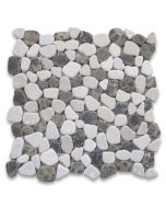 Emperador Dark Mix Beige Marble River Rocks Pebble Stone Mosaic Tile Tumbled