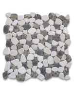 Emperador Dark Mix Beige Marble River Rocks Pebble Stone Mosaic Tile Tumbled