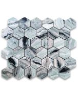 Sagano Vibrant Green Marble 2 inch Hexagon Mosaic Tile Honed