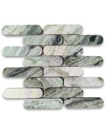 Sagano Vibrant Green Marble 1x4 Elongated Oval Mosaic Tile Honed