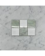 Thassos White Green Jade Marble 2x2 Checkerboard Mosaic Tile Polished