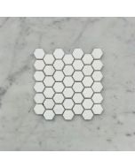 (Sample) Thassos White Marble 1 inch Hexagon Mosaic Tile Honed