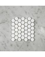 (Sample) Thassos White Marble 1 inch Hexagon Mosaic Tile Polished
