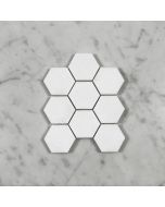 (Sample) Thassos White Marble 2 inch Hexagon Mosaic Tile Polished