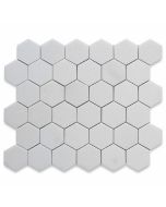 Thassos White Marble 2 inch Hexagon Mosaic Tile Honed
