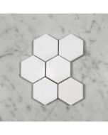 (Sample) Thassos White Marble 3 inch Hexagon Mosaic Tile Polished