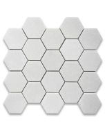 Thassos White Marble 3 inch Hexagon Mosaic Tile Polished