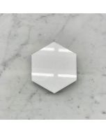 Thassos White Marble 5 inch Hexagon Mosaic Tile Polished