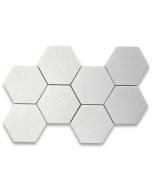 Thassos White Marble 5 inch Hexagon Mosaic Tile Polished