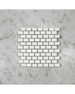 (Sample) Thassos White Marble 5/8x3/4 Mini Brick Mosaic Tile Polished