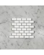 Thassos White 5/8x1-1/4 Medium Brick Mosaic Tile Honed