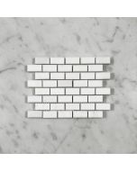 (Sample) Thassos White Marble 5/8x1-1/4 Medium Brick Mosaic Tile Polished