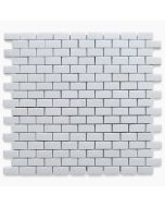 Thassos White Marble 5/8x1-1/4 Medium Brick Mosaic Tile Honed 
