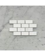 (Sample) Thassos White Marble 1x2 Medium Brick Mosaic Tile Honed