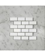 Thassos White 1x2 Medium Brick Mosaic Tile Polished - Marble from Greece