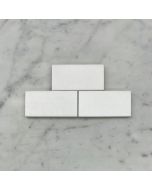 (Sample) Thassos White Marble 2x4 Grand Brick Subway Mosaic Tile Honed