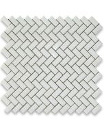 Thassos White Marble 5/8x1-1/4 Herringbone Mosaic Tile Honed