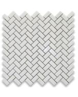 Thassos White 5/8x1-1/4 Herringbone Mosaic Tile Polished
