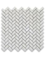 Thassos White 5/8x1-1/4 Herringbone Mosaic Tile Polished