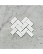 Thassos White Marble 1x2 Herringbone Mosaic Tile Honed
