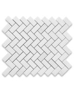 Thassos White Marble 1x2 Herringbone Mosaic Tile Polished
