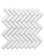 Thassos White Marble 1x3 Herringbone Mosaic Tile Honed