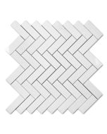 Thassos White Marble 1x3 Herringbone Mosaic Tile Polished