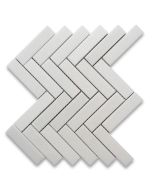 Thassos White Marble 1x4 Herringbone Mosaic Tile Honed