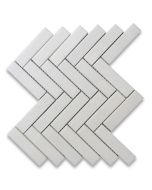 Thassos White Marble 1x4 Herringbone Mosaic Tile Polished