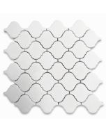 Thassos White Marble Medium Arabesque Baroque Lantern Mosaic Tile Honed