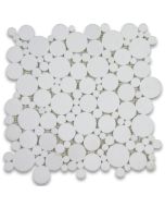 Thassos White Marble Bubble Round Paramount Mosaic Tile Polished
