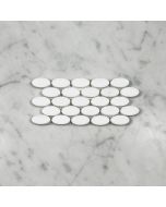 Thassos White 1-1/4x5/8 Ellipse Oval Mosaic Tile Honed