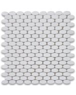 Thassos White Marble 1 1/4 x 5/8 Ellipse Oval Mosaic Tile Polished