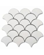 Thassos White Marble Grand Fish Scale Fan Shape Mosaic Tile Honed