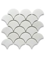 Thassos White Marble Grand Fish Scale Fan Shape Mosaic Tile Polished