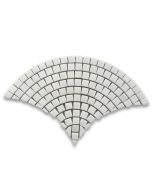 Thassos White Marble Fish Scale Scallop Fan Pattern Mini Mosaic Tile Polished