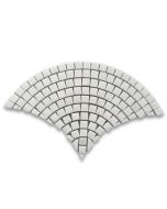 Thassos White Marble Fish Scale Scallop Fan Pattern Mini Mosaic Tile Polished