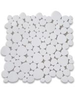 Thassos White Marble Heart Shaped Bubble Mosaic Tile Polished