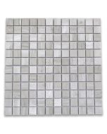 White Wood Grain 1x1 Square Mosaic Tile Polished