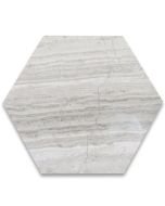 White Wood Grain 6 inch Hexagon Tile Polished