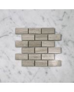 White Wood Grain 1x2 Medium Brick Mosaic Tile Polished