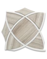 Athens Silver Cream Marble Celtic Waterjet Mosaic Tile w/ Thassos White Ribbons Polished
