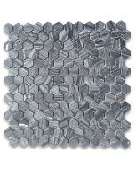 Silver Wave Black Forest Marble 1 inch Hexagon Mosaic Tile Honed