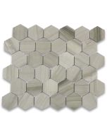 Athens Grey Wood Grain 2 inch Hexagon Mosaic Tile Polished