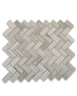 Athens Grey Wood Grain 1x2 Herringbone Mosaic Tile Polished