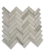 Athens Grey Wood Grain 1x3 Herringbone Mosaic Tile Polished